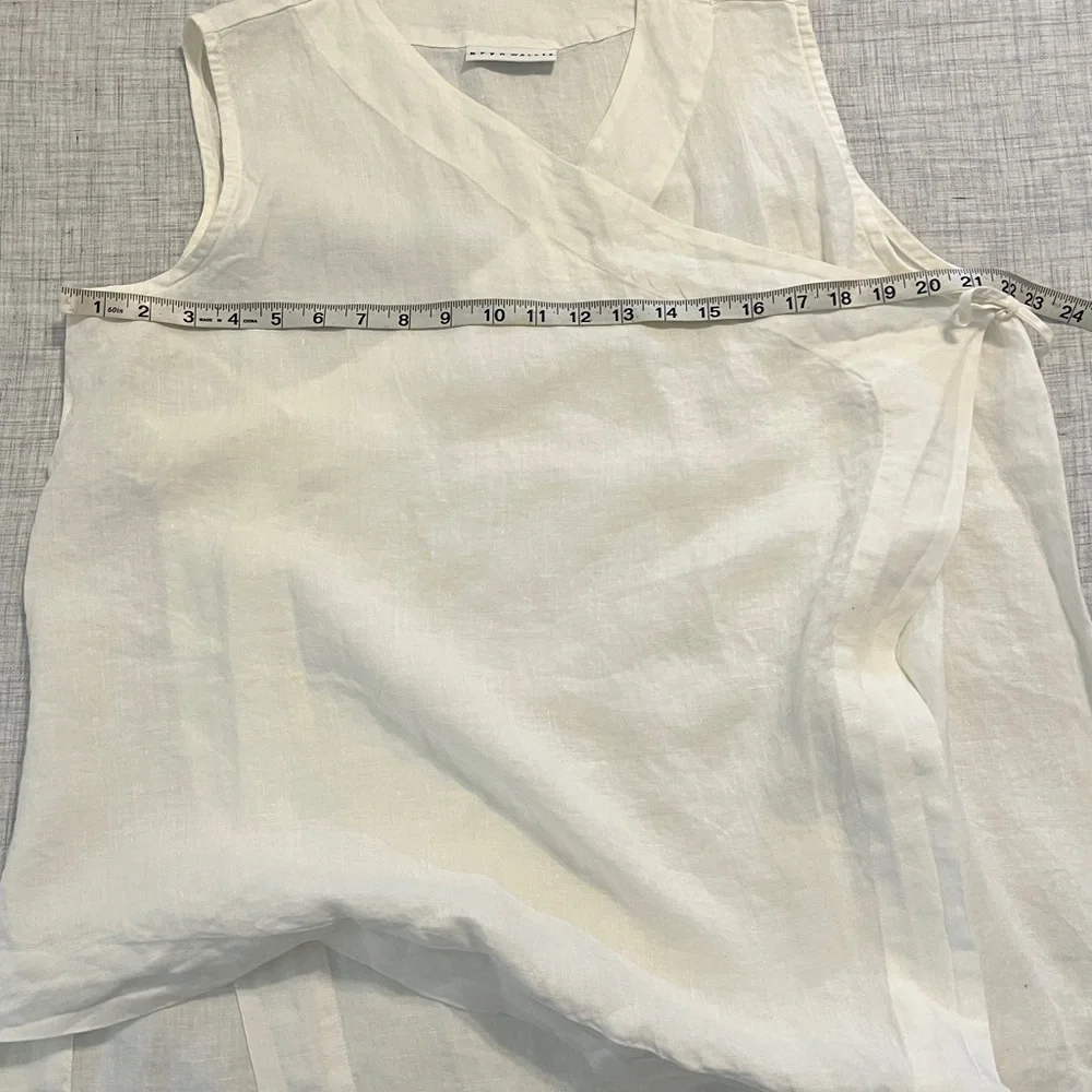 Bryn Walker white linen asymmetric wrap sleeveless tunic top - Picture 8 of 9